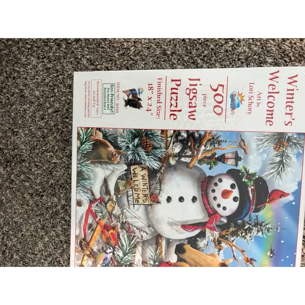 Sunsout winter's welcome 500 pc jigsaw puzzle sealed NIB